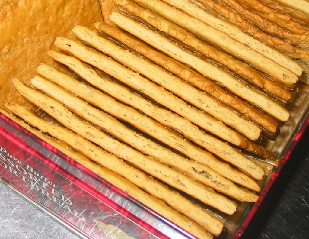 Crackers packed in storage tin.